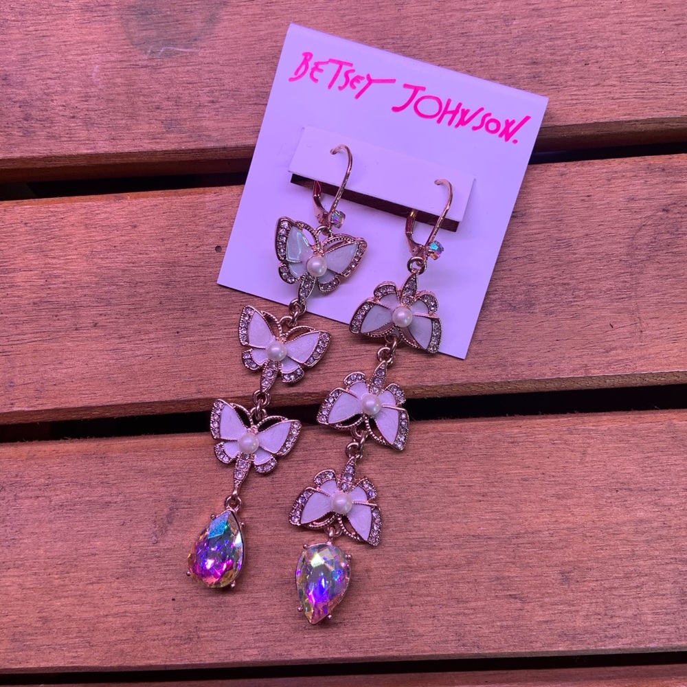 Betsey Johnson butterfly earrings NWT